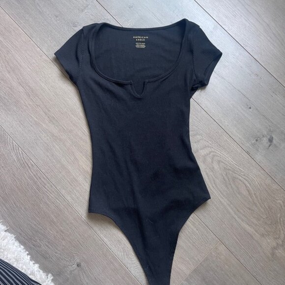 American Eagle Outfitters Ribbed Black bodysuit XXS - Picture 1 of 2